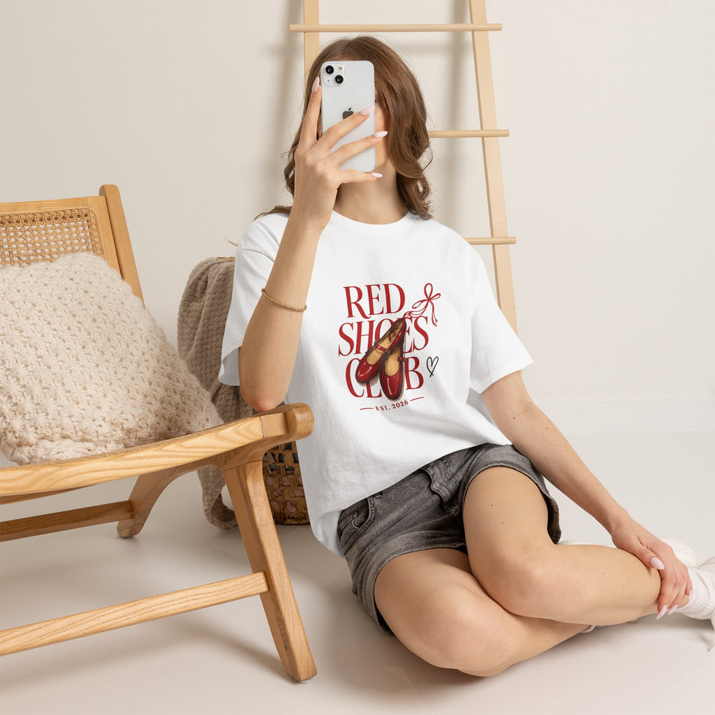 Red Shoes Club T-Shirt | Ballet Slippers Illustration, Dance Lover Tee
