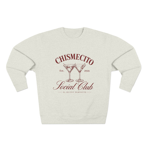 Chismecito Social Club Crewneck Sweatshirt — Retro Cocktail Graphic