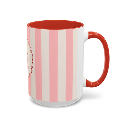 El Chisme Es Mi Terapia Accent Coffee Mug 15 oz — Spanish Gossip Quote, Pink Stripe
