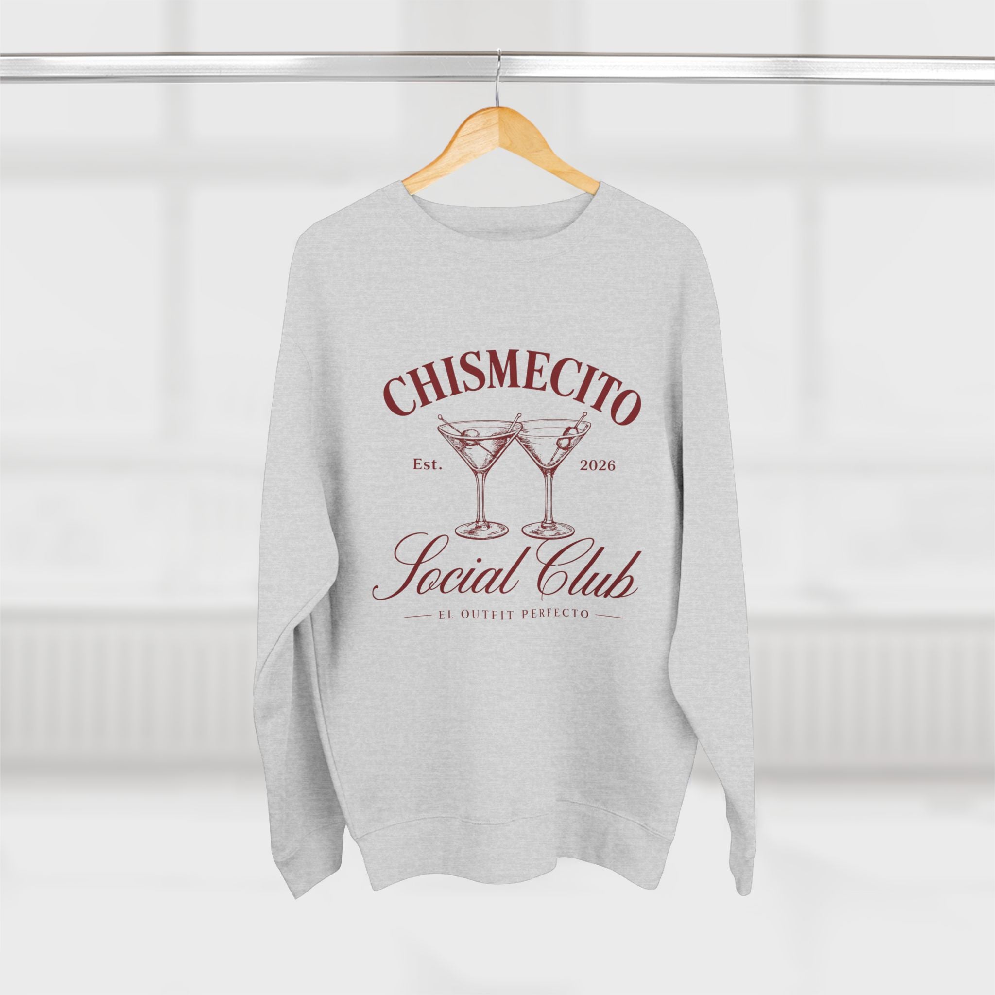 Chismecito Social Club Crewneck Sweatshirt — Retro Cocktail Graphic